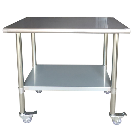 SPORTSMAN Stainless Steel Work Table with Casters 24" x 36" SSWTWC36